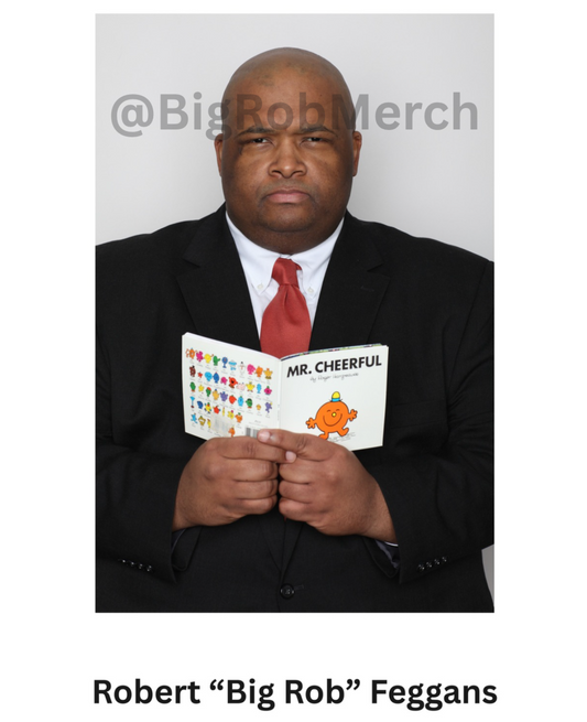 Autographed photo of Big Rob, with Mr Cheerful book